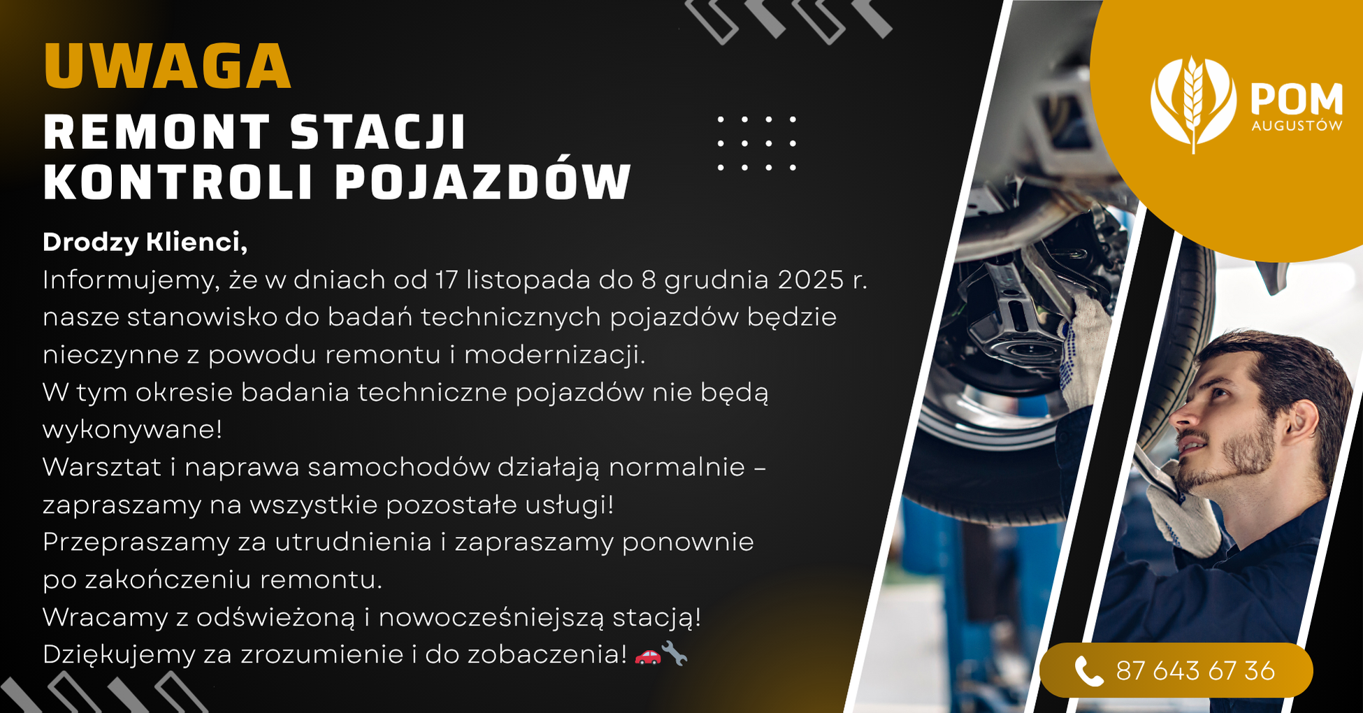 Remont stacji kontroli pojazdów